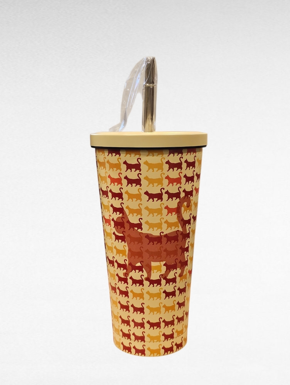 Cat tumbler travel cup with lid and straw